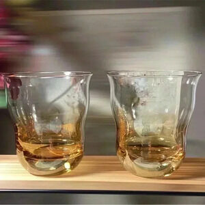 Carnival Glass/Iridescent Glass Tumblers, Juice or Whiskey Glasses